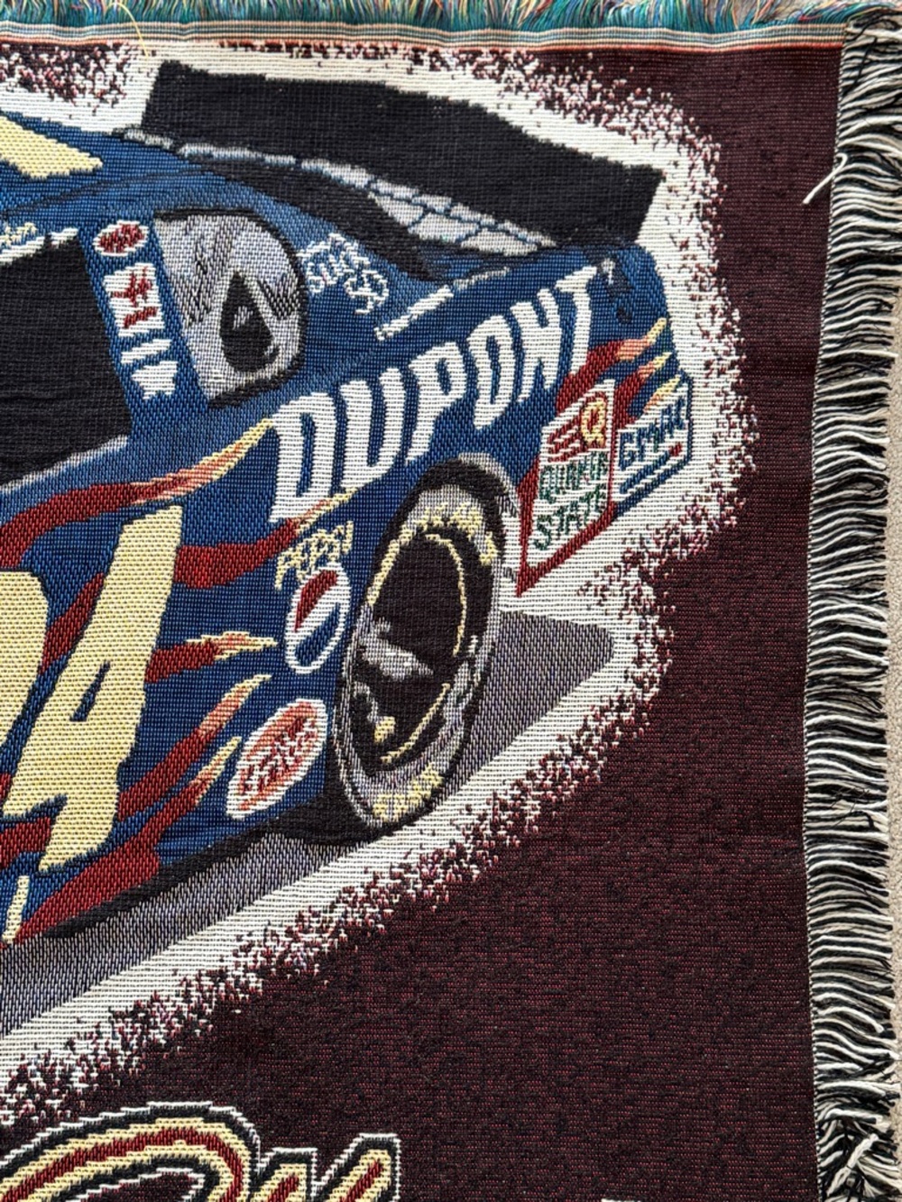 Vintage Jeff Gordon #24 DuPont NASCAR Woven Tapestry Throw Blanket New - Picture 6 of 11